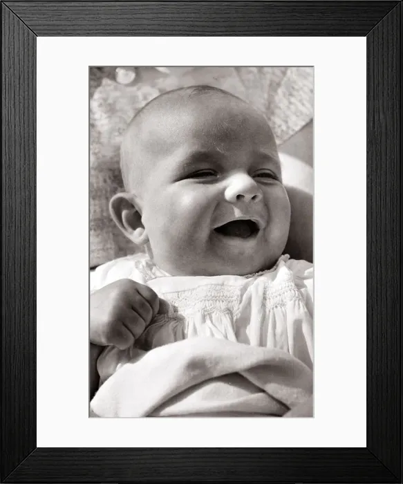 Framed Print : Happy baby laughing, circa 1950 Framed Print : Happy baby laughing, circa 1950