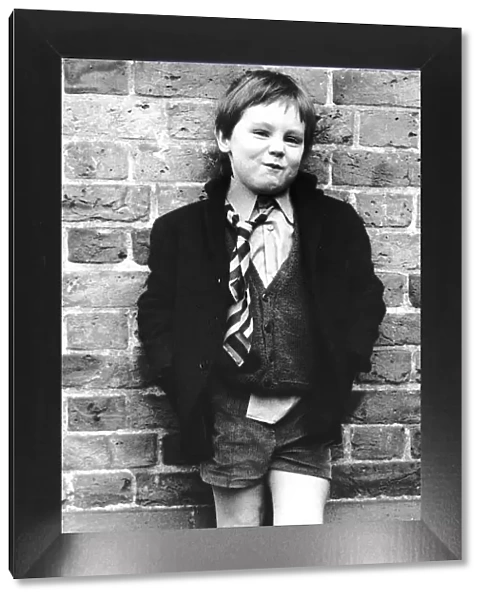 Schools out Lee Stone seen here after his first day at School. 1973