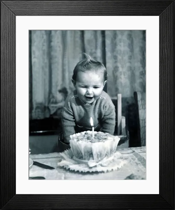 Framed Print : Babys first birthday. 1947