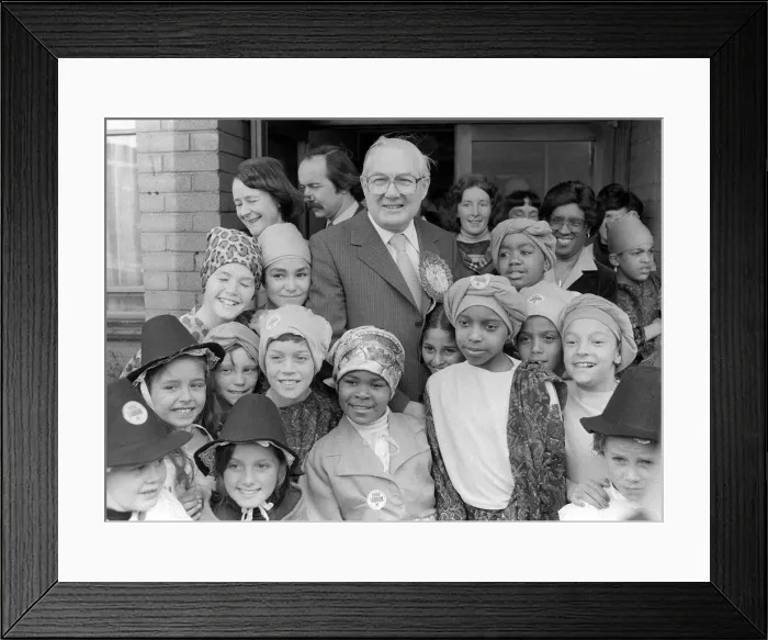 Framed Print : James Callaghan MP May 1979 meeting the public during his tour of Cardiff Framed Print : James Callaghan MP May 1979 meeting the public during his tour of Cardiff