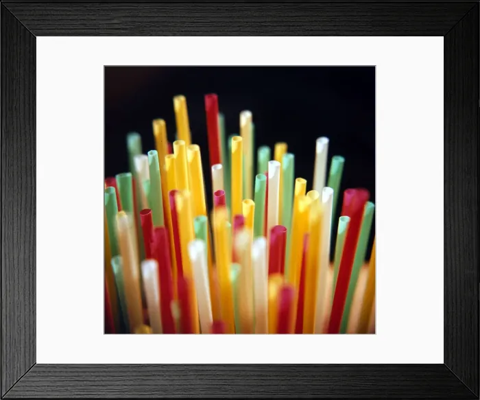 Framed Print : Coloured Straws. February 1977