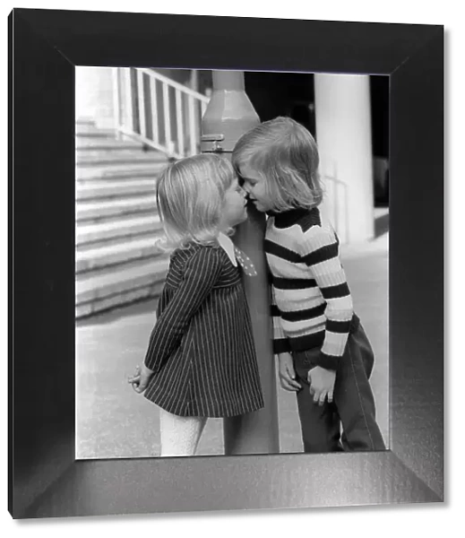 Children Valentines Day Kiss in February 1973 - 4 year olds Stephen Simson