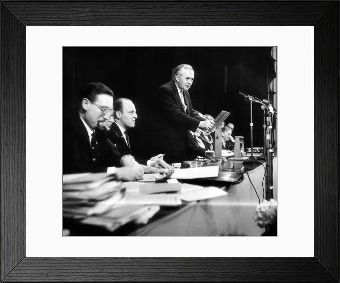 Framed Print : Harold Wilson British Prime Minister - April 1967 in Manchester addressing Framed Print : Harold Wilson British Prime Minister - April 1967 in Manchester addressing