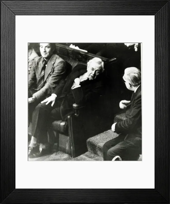 Framed Print : Prime Minister James Callaghan right and former Premier Sir Harold Wilson exchange words