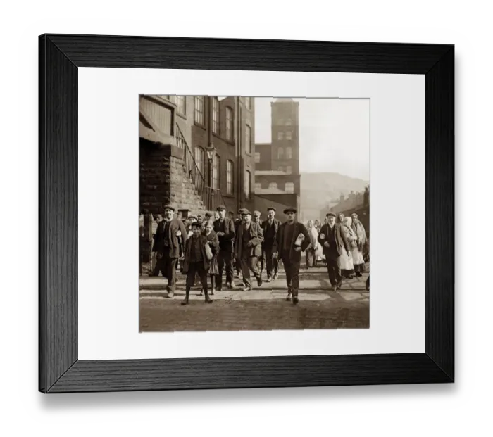 Framed Print : Lancashire Cotton Lock Out - Operatives Leaving the Mills textile industry Framed Print : Lancashire Cotton Lock Out - Operatives Leaving the Mills textile industry