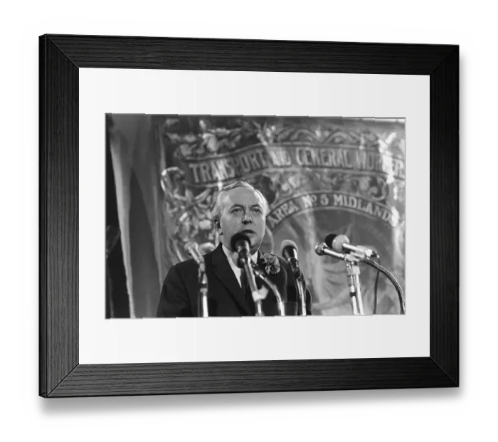 Framed Print : Harold Wilson addressed a very noisy meeting at Birminghams Rag Market Framed Print : Harold Wilson addressed a very noisy meeting at Birminghams Rag Market
