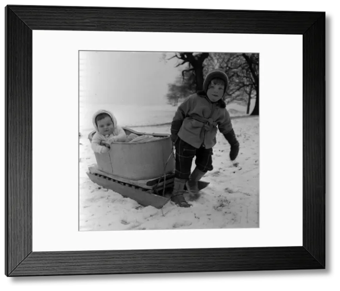 Framed Print : Fun in the snow January 1960 10 months old Susan Torkington Framed Print : Fun in the snow January 1960 10 months old Susan Torkington