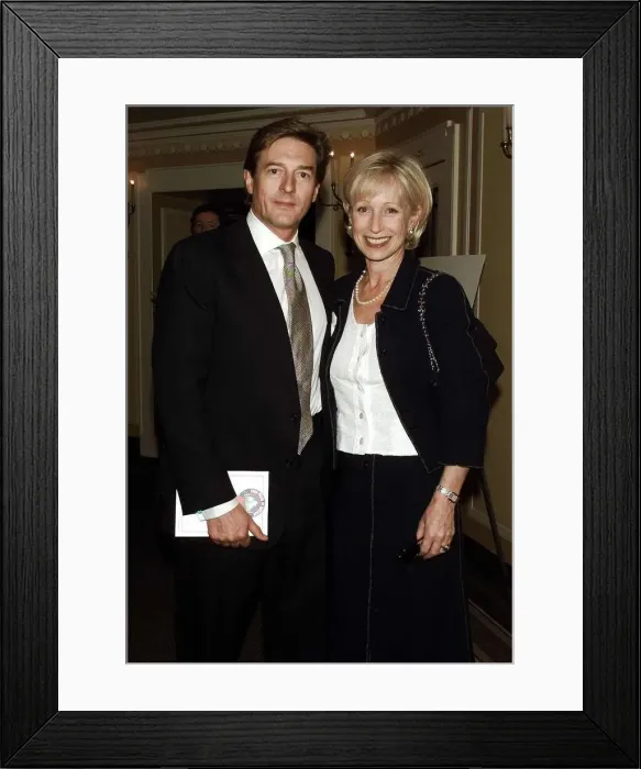 Framed Print : Nigel Havers actor with his wife Polly May 1999, at the Dorchester Hotel for the Mirror Framed Print : Nigel Havers actor with his wife Polly May 1999, at the Dorchester Hotel for the Mirror