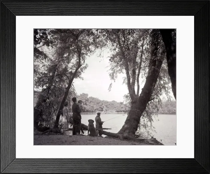 Framed Print : a family out in the countryside, fishing on the bank of a lake 1953 1950s day out Framed Print : a family out in the countryside, fishing on the bank of a lake 1953 1950s day out