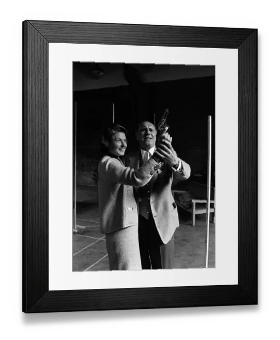 Framed Print : Ingrid Bergman actress May 1962 rehearsing for a TV play with Ralph Richardson