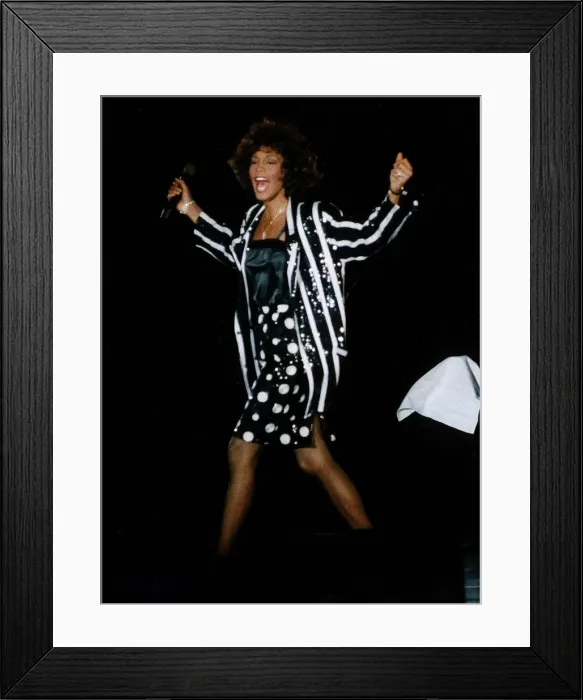 Framed Print : Whitney Houston Singer perfoming on Stage