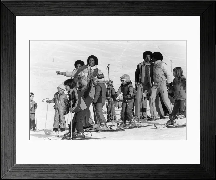 Framed Print : The Jackson 5 February 1979 performing in Switzerland on the slopes