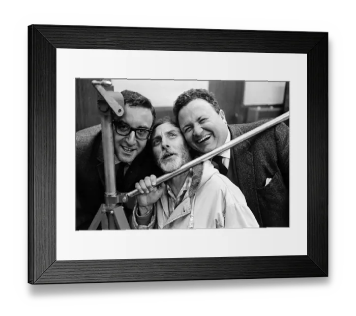Framed Print : Spike Milligan with Harry Seacombe and Peter Sellers rehearsing for the Goons radio show