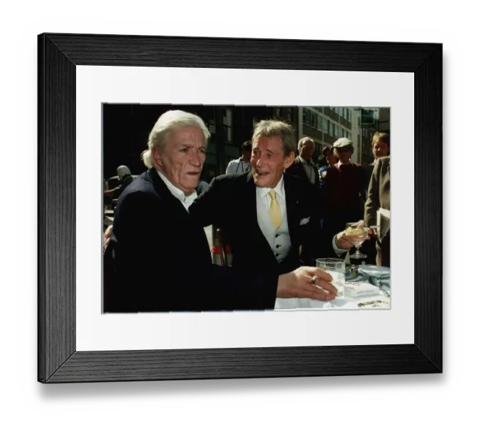 Framed Print : Jeffery Barnard and Peter O Toole actor talking about the play on Bernards Framed Print : Jeffery Barnard and Peter O Toole actor talking about the play on Bernards