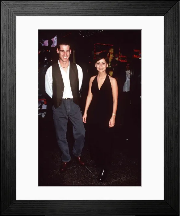Framed Print : Natalie Inbruglia Actress Neighbours with Tim Vincent TV Presenter Blue Peter at the film Framed Print : Natalie Inbruglia Actress Neighbours with Tim Vincent TV Presenter Blue Peter at the film