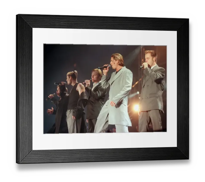 Framed Print : Boyzone pop group at the SECC December 1999 wearing suits Framed Print : Boyzone pop group at the SECC December 1999 wearing suits