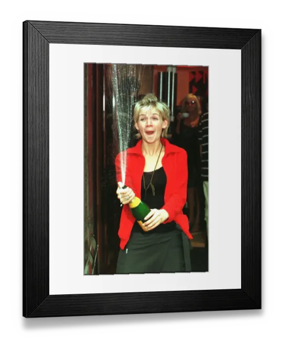 Framed Print : Zoe Ball DJ presenter celebrates her first solo 1998 Radio 1 Breakfast Show