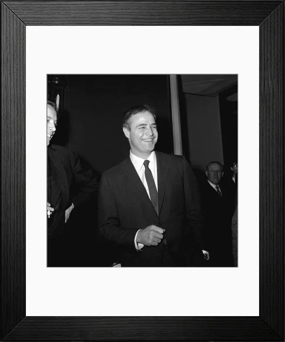 Framed Print : Marlon Brando - actor at a Press Conference - February 1964 Y2K Framed Print : Marlon Brando - actor at a Press Conference - February 1964 Y2K