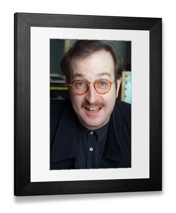 Framed Print : Steve Wright Disc Jockey DJ in recording studio 1994