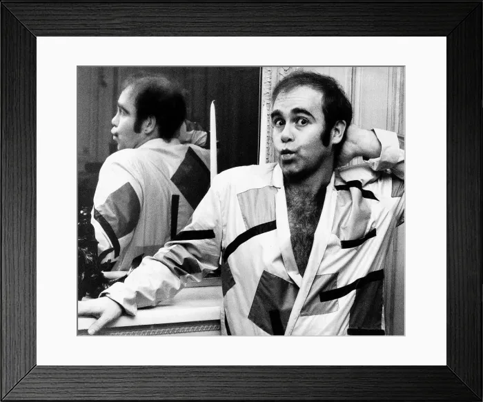 Framed Print : Elton John pop star during his week of concerts in New York. 1979 Framed Print : Elton John pop star during his week of concerts in New York. 1979