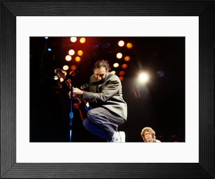 Framed Print : Pete Townshend Lead Guitar player of The Who in concert on stage Framed Print : Pete Townshend Lead Guitar player of The Who in concert on stage