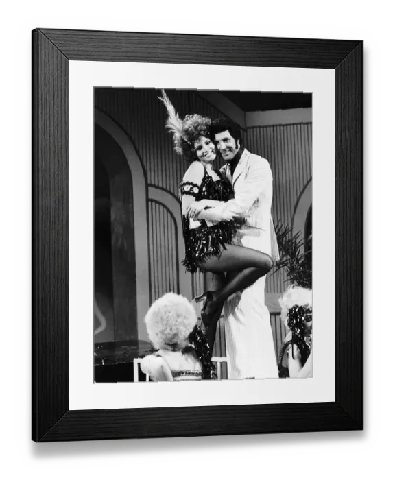 Framed Print : Tom Jones Singer with Raquel Welch together during filming Toms television show 1970