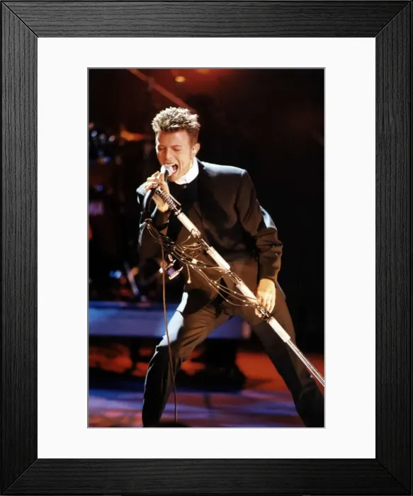 Framed Print : David Bowie pop singer at the Brits 1996