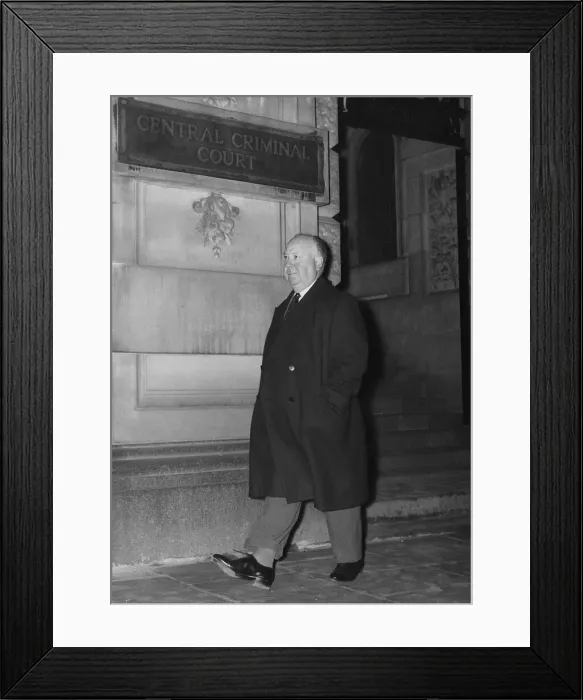 Framed Print : Alfred Hitchcock - film producer and director -January 1959 Walking along with hands in Framed Print : Alfred Hitchcock - film producer and director -January 1959 Walking along with hands in