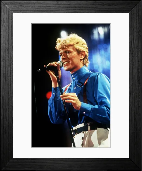 Framed Print : David Bowie Pop Singer performing on stage