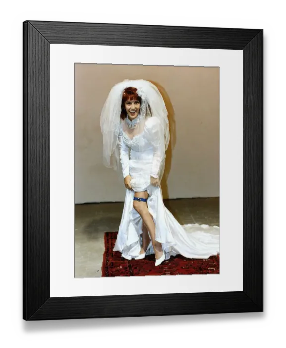 Framed Print : Esther Rantzen TV Presenter as a blushing redhead bride