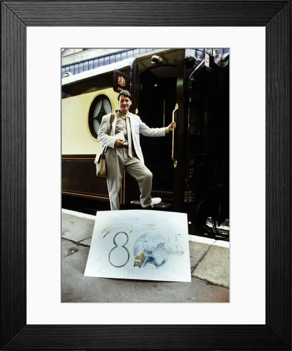 Framed Print : Michael Palin Actor TV Presenter in Around The World In 80 Days boarding the Orient Framed Print : Michael Palin Actor TV Presenter in Around The World In 80 Days boarding the Orient