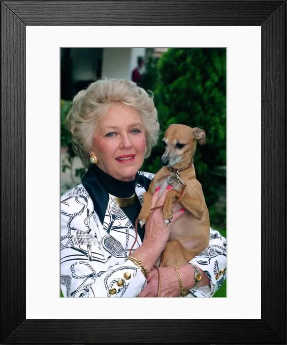 Framed Print : Katie Boyle TV Presenter with her Pet greyhound
