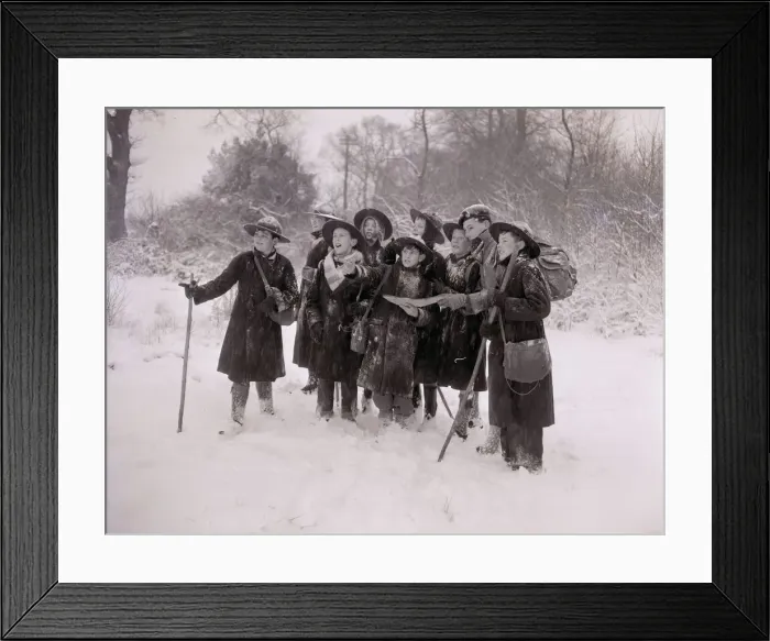 Framed Print : A group of children playing outside in the snow January 1954 Framed Print : A group of children playing outside in the snow January 1954