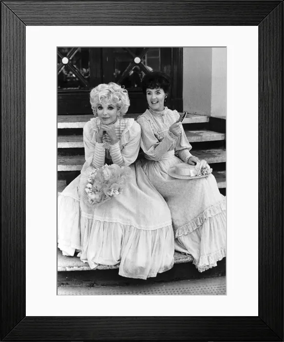 Framed Print : Pauline Collins Actress with Joan Collins on the set of a TV play called Framed Print : Pauline Collins Actress with Joan Collins on the set of a TV play called
