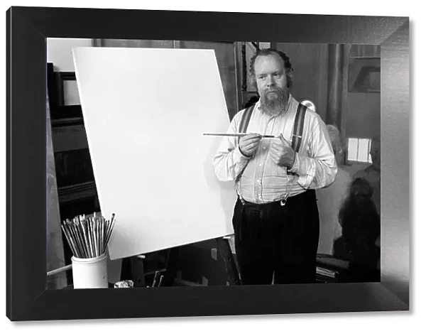 Peter Blake July 1977 Artist in his studio with works including Tantania