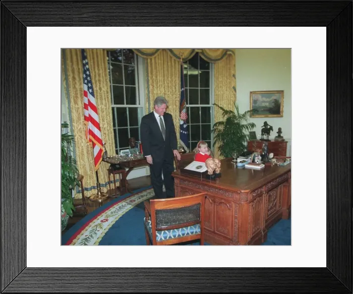 Framed Print : Bill Clinton President of the United States in the White House with Catherine Hamill aged Framed Print : Bill Clinton President of the United States in the White House with Catherine Hamill aged