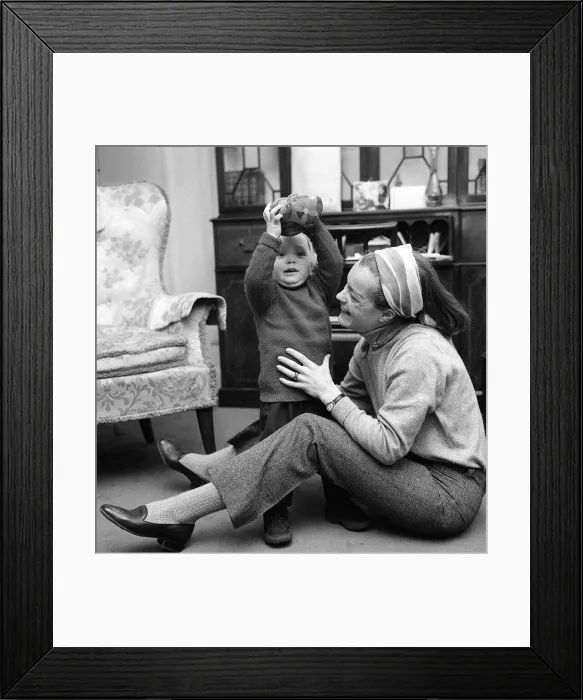 Framed Print : Romy Schneider March 1968 Actress with son Framed Print : Romy Schneider March 1968 Actress with son