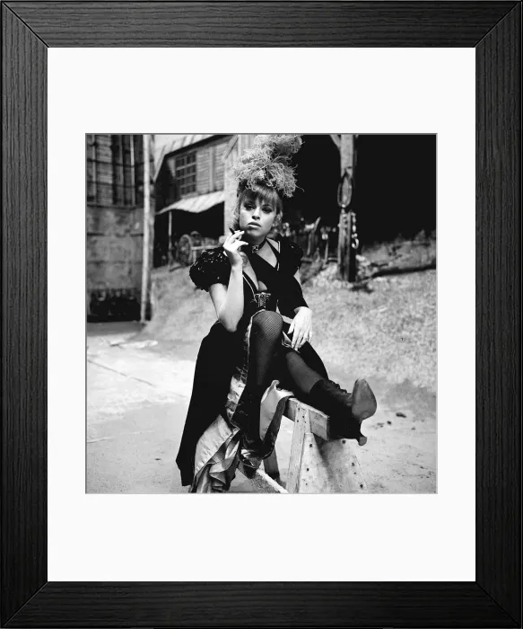 Framed Print : Carry On Cowboy Film 1965 Filming Adena Ronay with her arm in a sling Framed Print : Carry On Cowboy Film 1965 Filming Adena Ronay with her arm in a sling