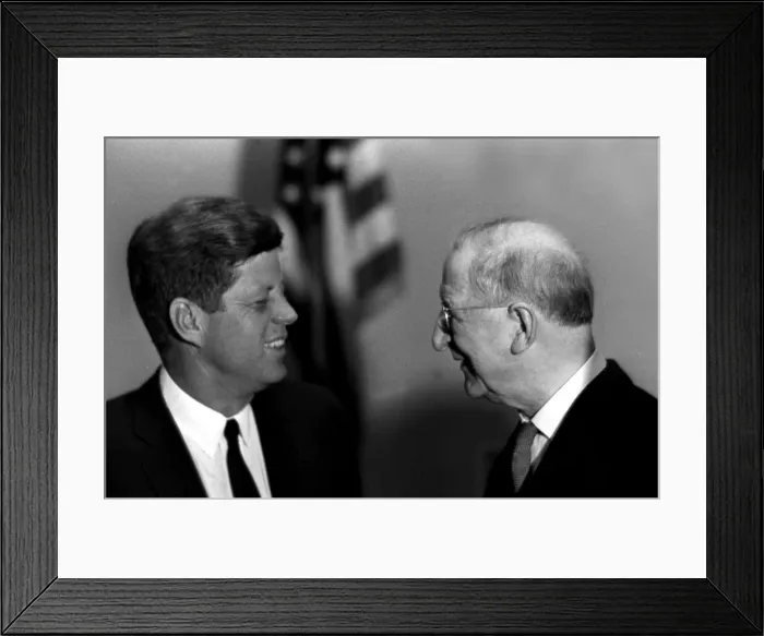 Framed Print : US President John F. Kennedy is greeted by Republic of Ireland PM Eamon De Valera in Framed Print : US President John F. Kennedy is greeted by Republic of Ireland PM Eamon De Valera in