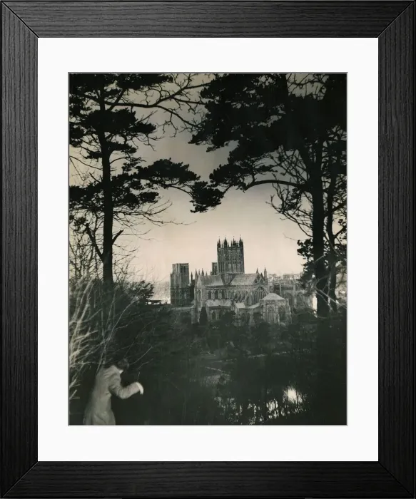 Framed Print : Wells Cathedral Somerset photographed from between two trees 12th century Gothic