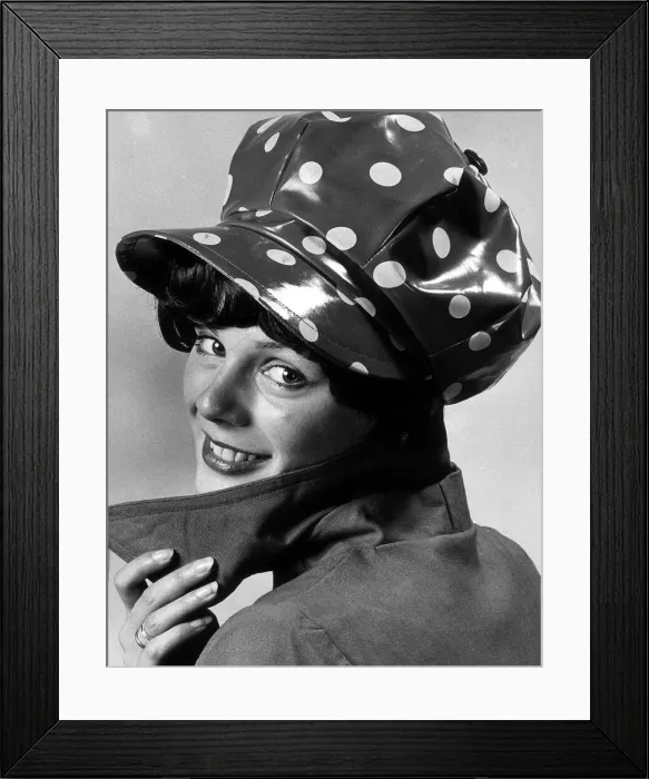 Framed Print : A rain hat worn by model Becky called Wig hats made by Topsy Creations October Framed Print : A rain hat worn by model Becky called Wig hats made by Topsy Creations October