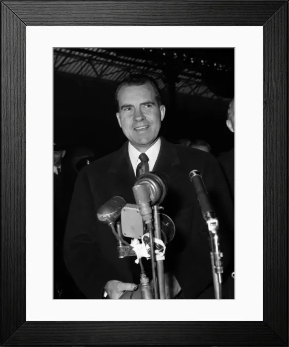 Framed Print : American Vice President Richard Nixon at Victoria Station in London during visit to