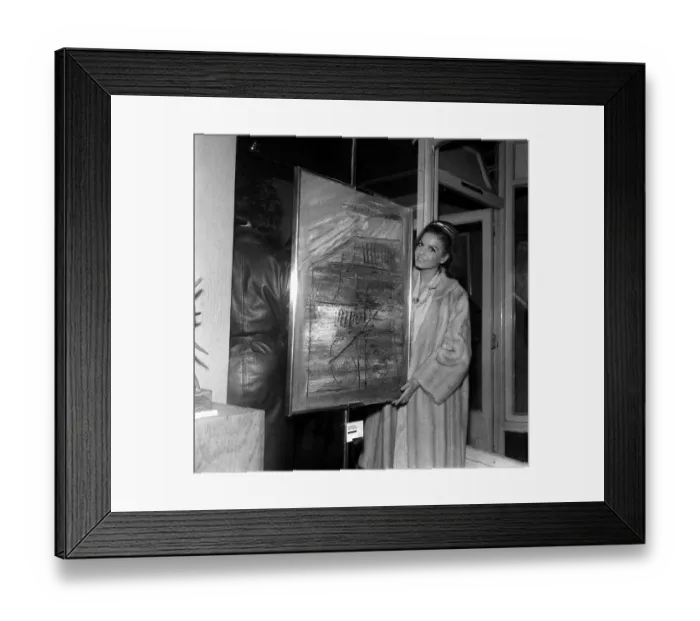 Framed Print : Eva Bartok actress January 1964 with one of her abstract paintings