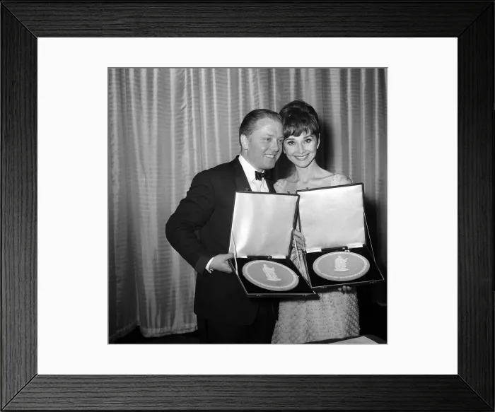 Framed Print : Richard Attenborough March 1965 Actor with Audrey Hepburn Actress at Photocall Framed Print : Richard Attenborough March 1965 Actor with Audrey Hepburn Actress at Photocall
