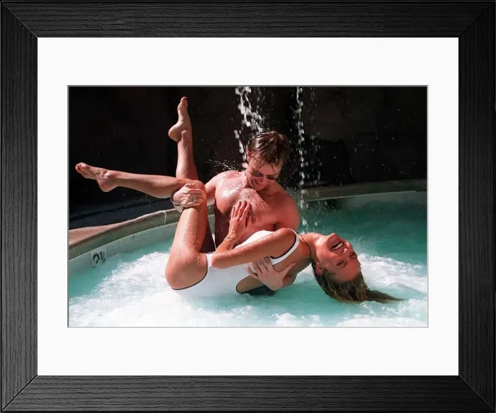Framed Print : Darren Day and Tracy Shaw are having fun in the pool