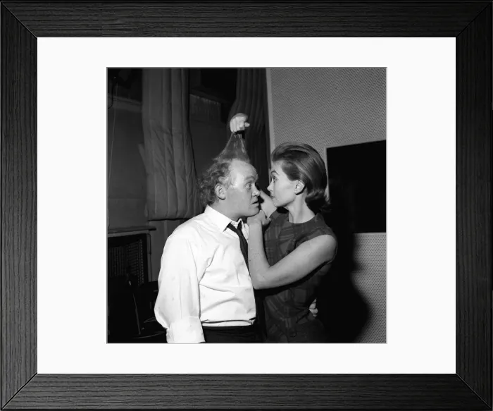 Framed Print : Actor Charkie Drake and actress Janette Scott January 1962 making a record