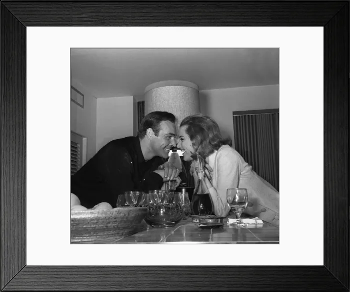 Framed Print : Sean Connery actor with Honor Blackman actress March 1964 on the set of the film Framed Print : Sean Connery actor with Honor Blackman actress March 1964 on the set of the film