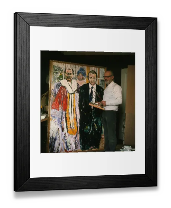Framed Print : John Bratby artist March 1975, painting picture of John Stonehouse and Lord Lucan Framed Print : John Bratby artist March 1975, painting picture of John Stonehouse and Lord Lucan