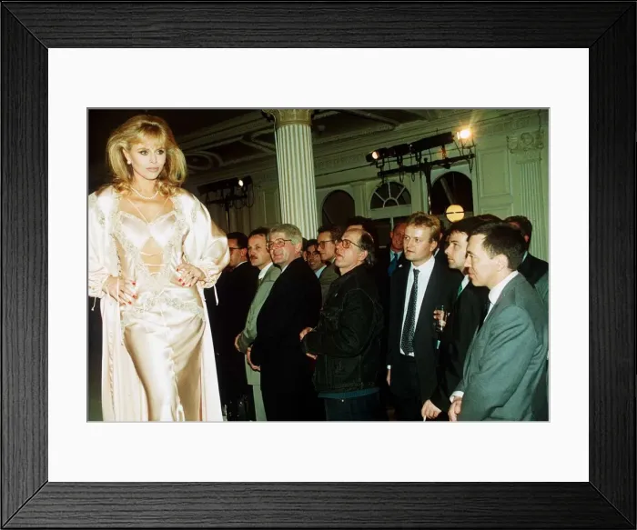 Framed Print : Britt Ekland actress £1200 negligee worn for charity to raise money for leukaemia