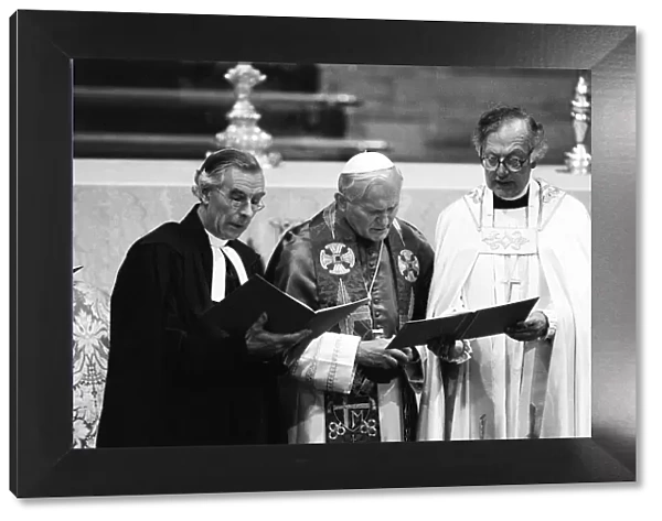 Pope John Paul II during his visit to Britain in 1982 conducts a joint service withe